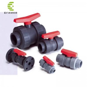 Højtryks PVC dobbeltunion kugleventil til drikkevand