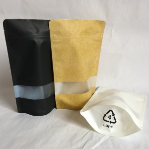 Genanvendelig PET / PE høj barriere lynlåsepose til mademballage med vindue