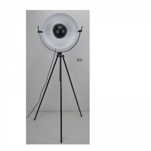 LED stativ gulvlampe med justering op og ned funktion, mat sort skygge indeni hvid