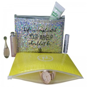 brugerdefineret størrelse mode vandtæt lynlås lukning laser film boble taske / stødfast laser kvinde makeup / gave boble lynlås taske