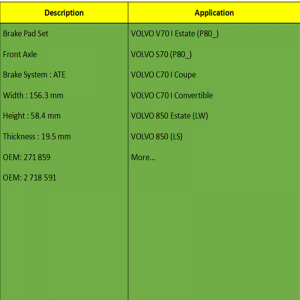 Bremseklodser (OE: 271 859, OE: 2 718 591)