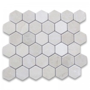 Crema marfil 2 tommer hexagon mosaikflise tumlede