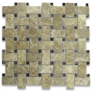 Emperador Light 2x4 Grand Brick Subway Mosaic Tile Polished