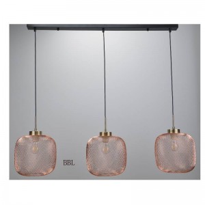 Moderne pendellampe med stålnetskærm