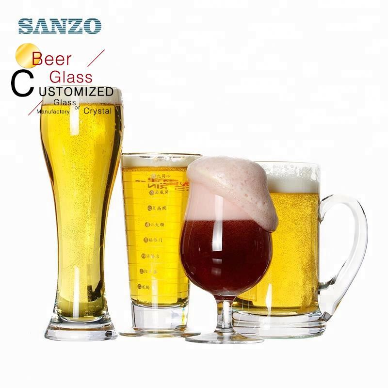 Sanzo Annoncering Ølglas med håndtag Tilpasset ætset logo Ølkande Glas Pepsi Ølglas