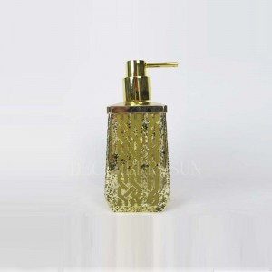 klart glas med guld dekaleret badeværelse tilbehør