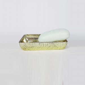 klart glas med guld dekaleret badeværelse tilbehør