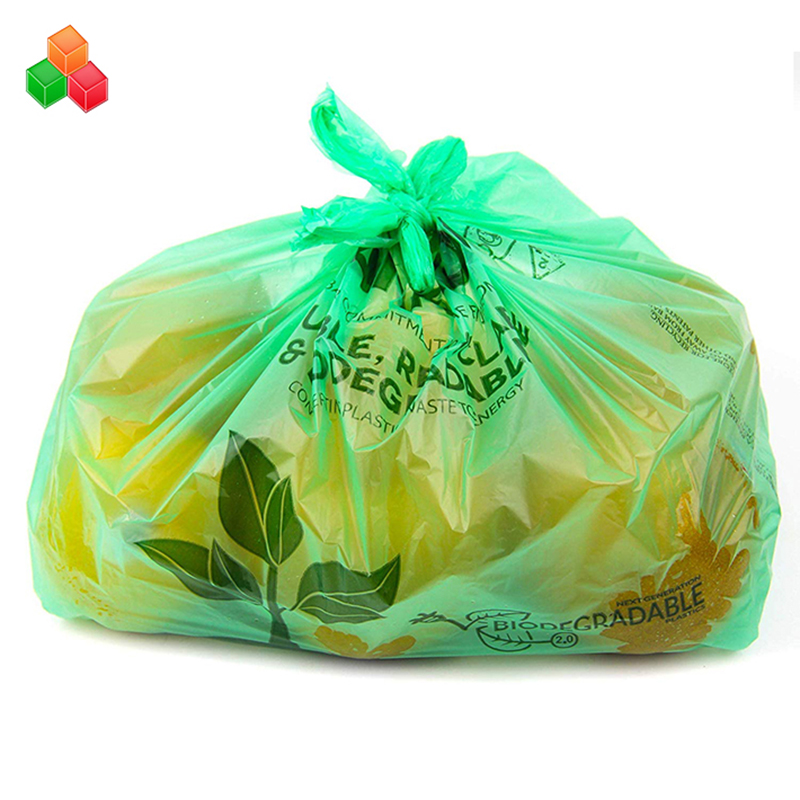 Ikke giftig 100% komposterbar bionedbrydelig pe + d2w plastpapirkurv-indkøbsposerulle