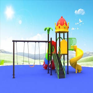 udendørs krone tag legehus legepladsudstyr med børn gynge glidespil til børn