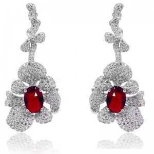 925 sterling sølv syntetisk rubin garnettet krystal ædelsten cubic zirconia kvinderøreringe