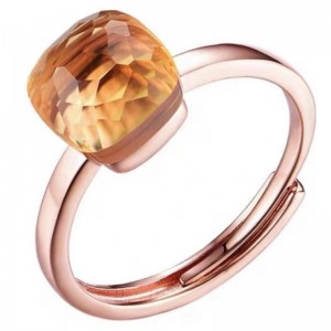 925 sterling sølv mørk chmpagne violet ametyst ædelsten kvinder ringe