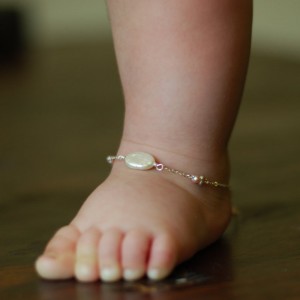 Baby smykker baby gave baby fodkæde 925 sterling sølv baby ankel armbånd fødselsten