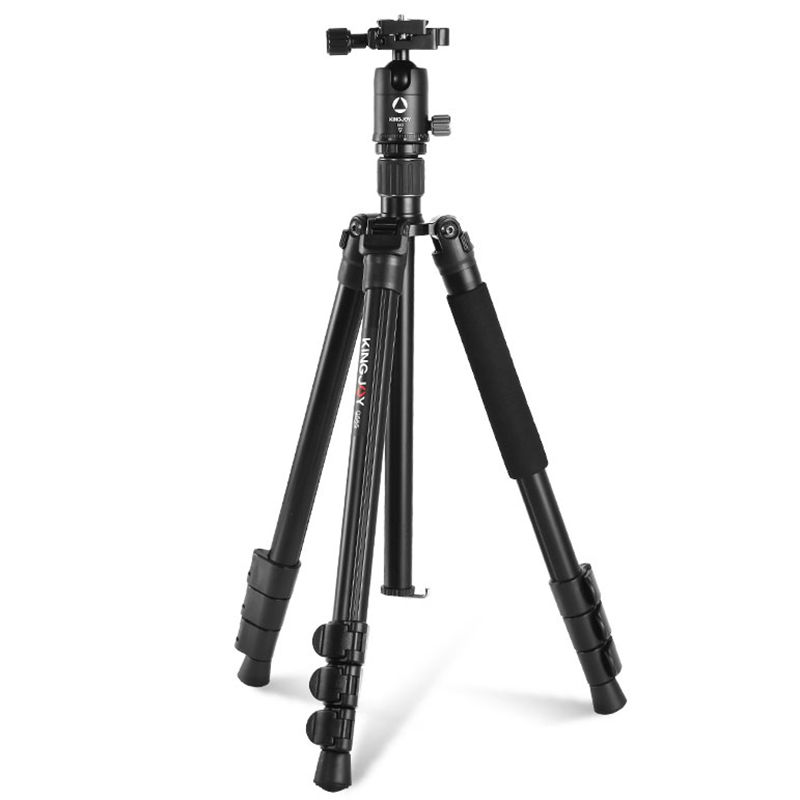 KINGJOY G555 61,5 in / 156 cm Flip Lock Camera Stativ Monopod Kit, let bærbart stativ med 360 ° panoramisk kuglehoved + 1/4 