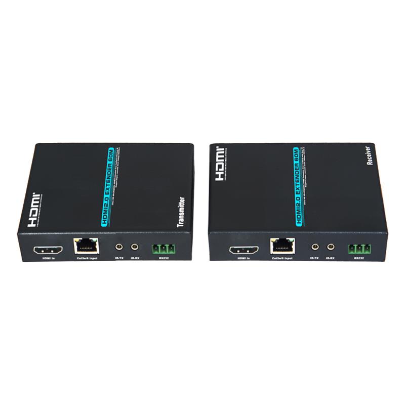 V2.0 HDMI-udvidelse 60 m Over en enkelt cat5e / 6-kabel understøtter 4Kx2K @ 60Hz HDCP2.2 Multi-receiver-kaskade