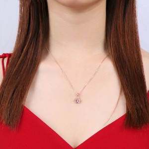 925 sterling sølv rose guld vedhæng blødt lyserød halskæde erklæring halskæde