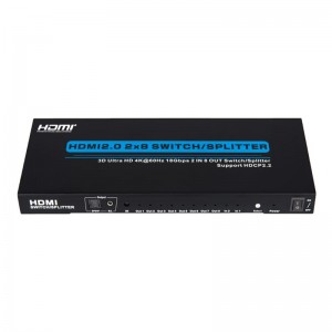 V2.0 HDMI 2x8 switch \/ splitter support 3D Ultra HD 4Kx2K @ 60Hz HDCP2.2