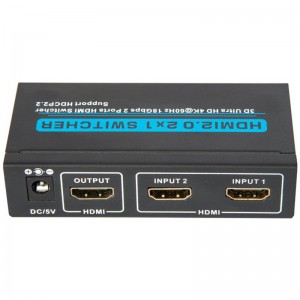 V2.0 HDMI 2x1 switcher support 3D Ultra HD 4Kx2K @ 60Hz HDCP2.2