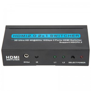 V2.0 HDMI 2x1 switcher support 3D Ultra HD 4Kx2K @ 60Hz HDCP2.2