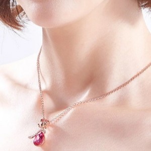 ROSE GULL ROSE PENDANT GEMSTONE CUBIC ZIRCONIA HALSKLÆDE KVINNEHALSKABEL 925 STERLING SILVER 2020