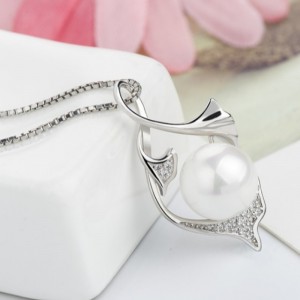 Havfrue perle vedhæng halskæde til kvinder 14 k guld 925 sterling sølv