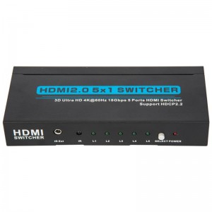 V2.0 HDMI 5x1 switcher support 3D Ultra HD 4Kx2K @ 60Hz HDCP2.2