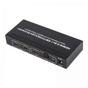 V2.0 HDMI 2x1 switcher og lydekstraktionsstøtte ARC Ultra HD 4Kx2K @ 60Hz HDCP2.2 18 Gbps