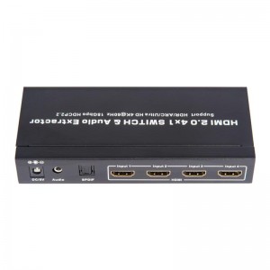 V2.0 HDMI 4x1 switcher og lydekstraktionsstøtte ARC Ultra HD 4Kx2K @ 60Hz HDCP2.2 18 Gbps