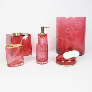 Runde indgraveringsstriber med farvet omstillet badeværelse tilbehørssæt