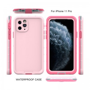 Apple iphone 11 pro vandtæt 100 vandtæt phone case iphone 11 pro vandtætte puh () pink) med fast farveomslag