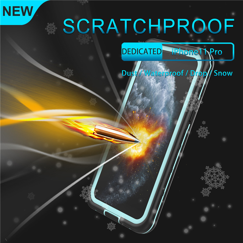 Vandtæt celle bedste iphone 11 pro taske vandtæt livstæt vandtæt iphone 11 pro (blå) med gennemsigtigt bagcover