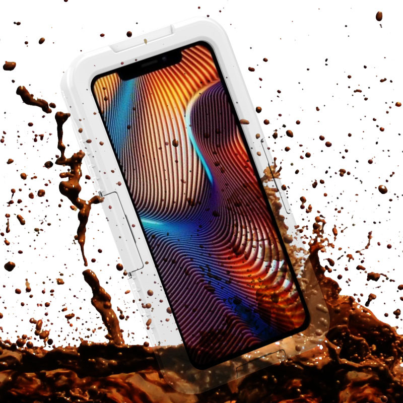 Den bedste vandtætte støvbestandige snedkerbeholder iPhone XR-kasse (White)