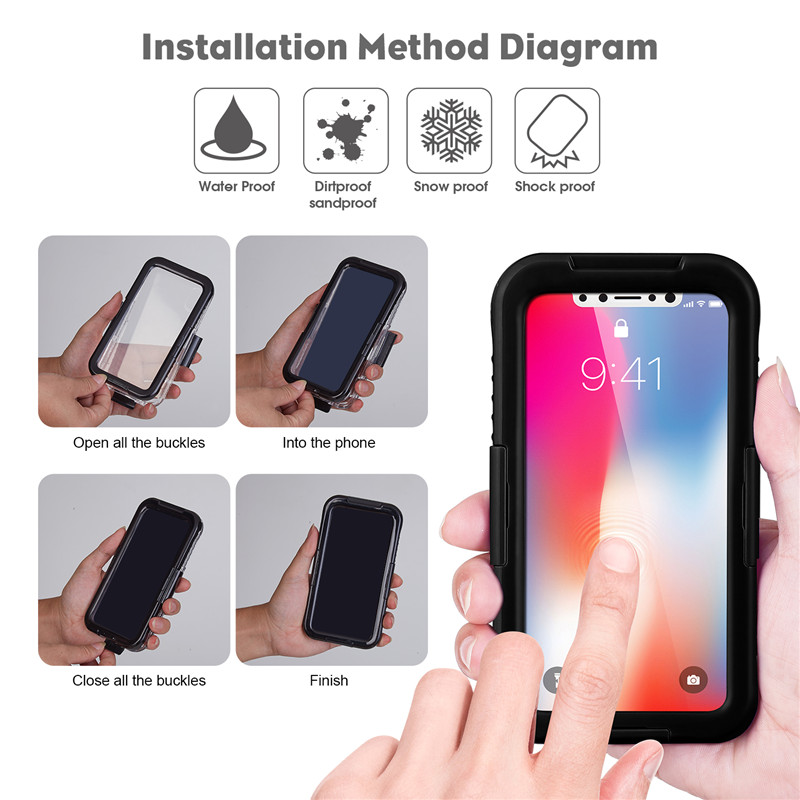 Vandtæt taske mobiltelefon iphone XS vandtæt taske billig stødtæt iphone taske (sort)