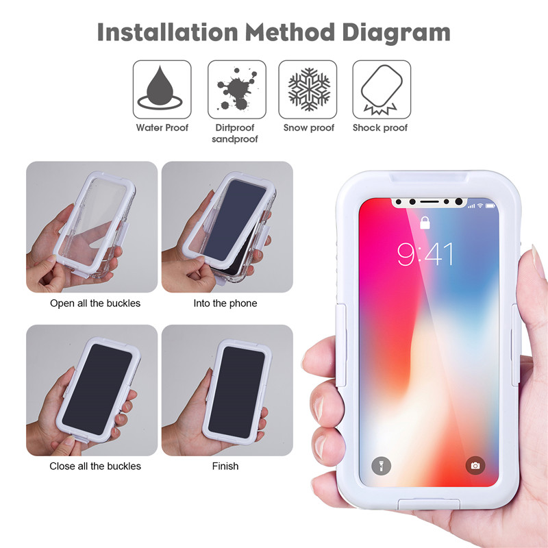 Vand- og stødisoleret iphone-sag vandtæt etui i nærheden af ​​mig undervands-kamerakasse til iphone XS （Hvid)