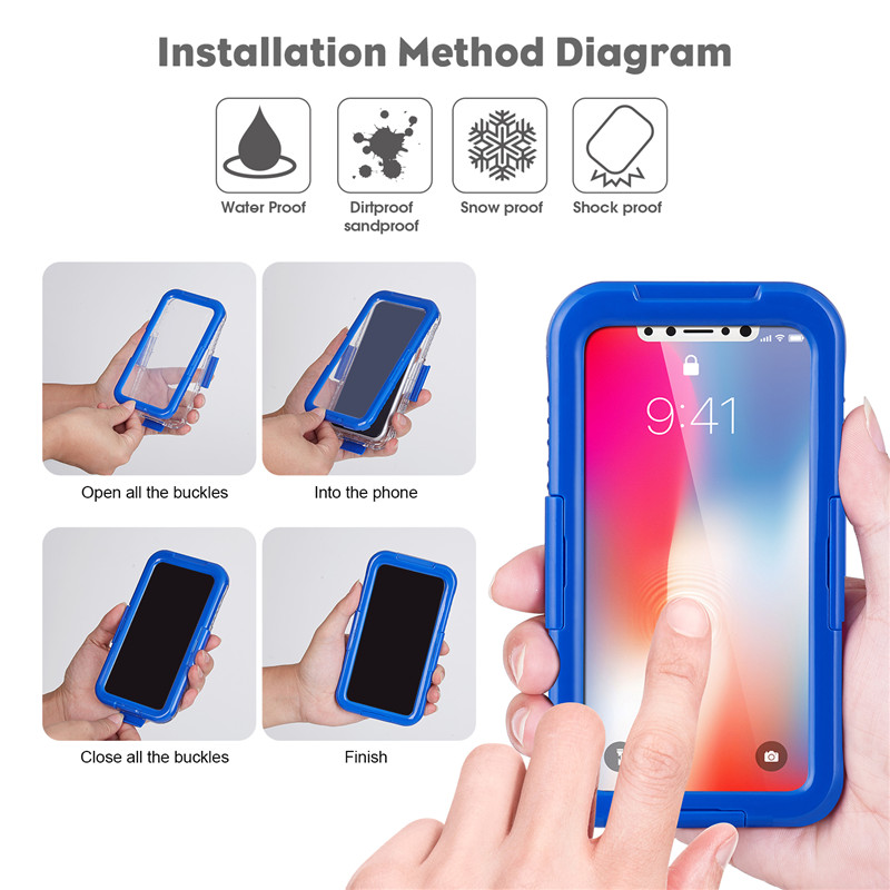 IP68 iphone case bedst vandtæt phone case til svømning top vandtæt iPhone XS case (blå)