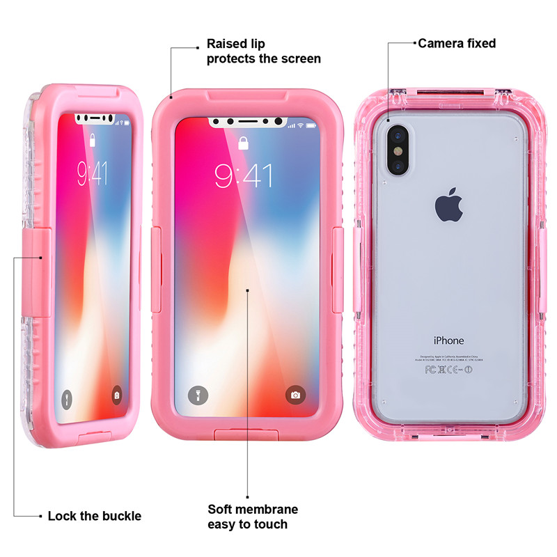 IPhone XR ip68 case vandtætte phone tegnebog alt bevis kasse (lyserød)