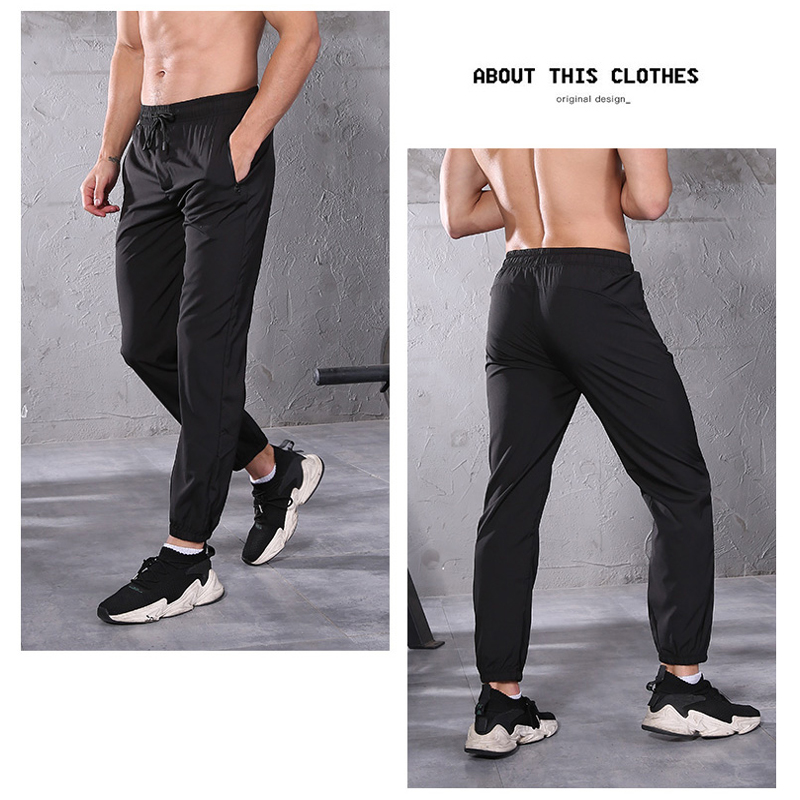 FDM023- Mænd s Lightweight Joggers Pants Zipper Pockets Gym Sweatpants