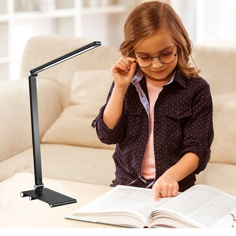 129ts Desk Lamp for studie Dimmable- ledede bordlampe,Touch Dimmer, Farveskift Base Night