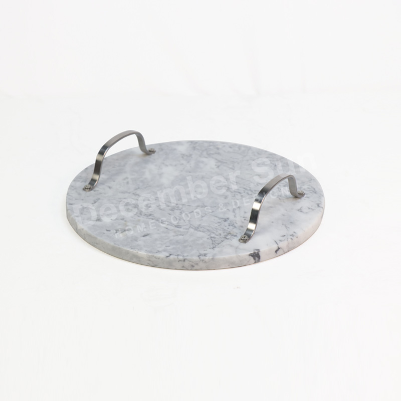 Hot sell marmor serveringsbakke med metalhåndtag