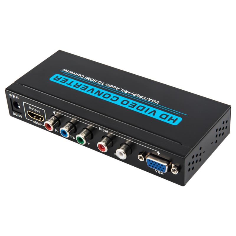 VGA \/ YPbPr + R \/ L Audio til HDMI Converter 1080P