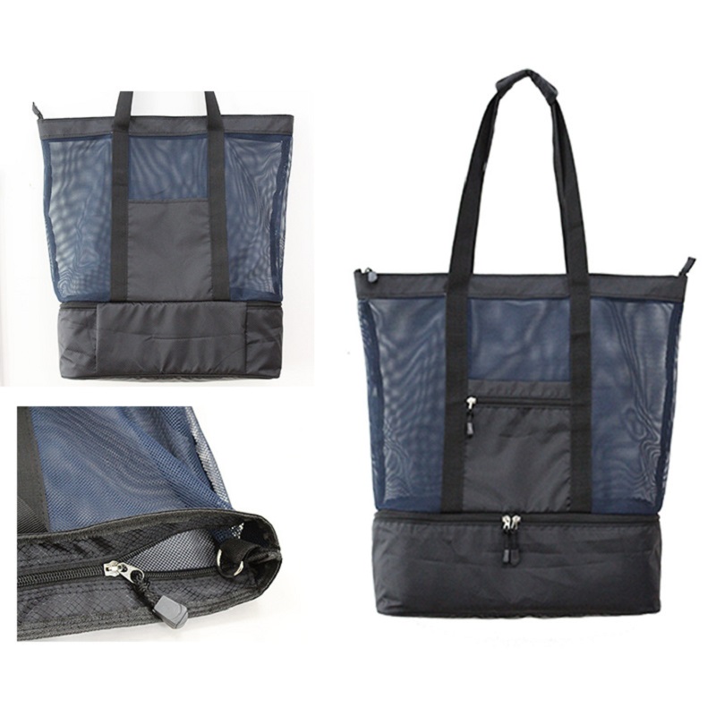 SGC35 Engros bulk sommerisoleret nylon mesh strand køler svømmetaske strand taske med køler