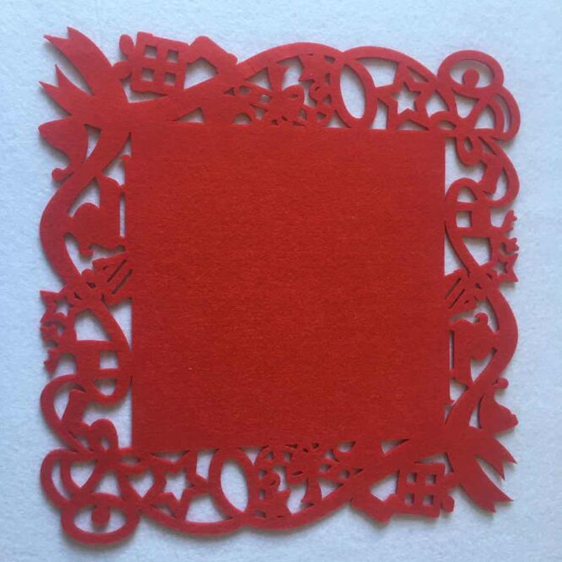 HOT SALE Laser Cut Flower Felt Placemats Kitchen Middag Bord Cup Mats Cushion Red