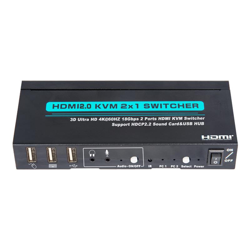 V2.0 HDMI KVM 2x1 switcher understøtter 3D Ultra HD 4Kx2K \/ 60Hz