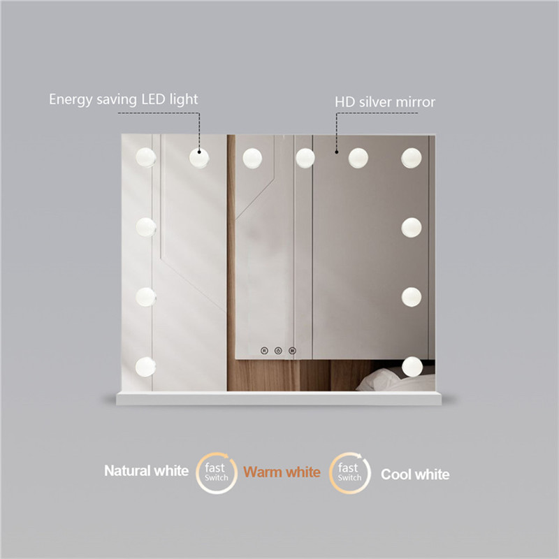 Soveværelse Lyst stående LED kosmetisk spejl Dimmable Bulbs Makeup Vanity Hollywood Mirror