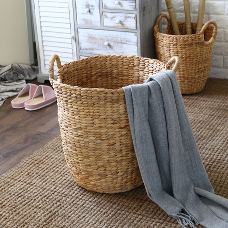 Tøjvask halm opbevaringskurv