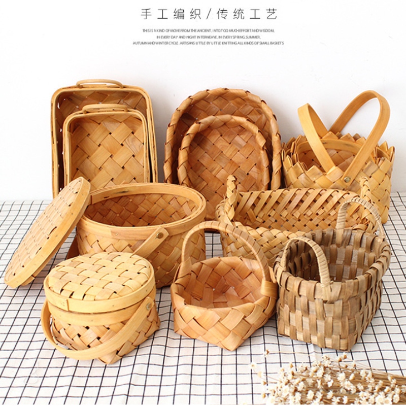 Hjemme Decor Wooden Woven Basket