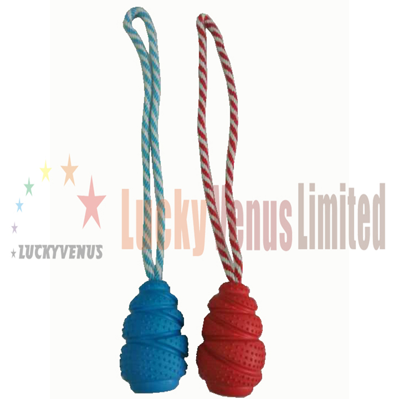 Miljøvenlig gummi hund tygge legetøj interaktivt legetøj med bomuldsrep