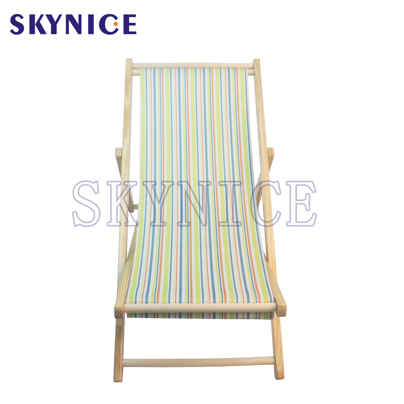 Folding Wood Beach Sling Deck Stol