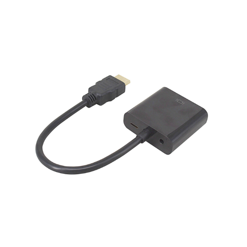 1080P HDMI til VGA 15cm Cable med 3.5mm lyd, Micro USB til opladning
