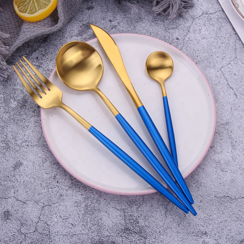 Tander Koreansk stil guldplanware sæt Bordbestik af rustfrit stål