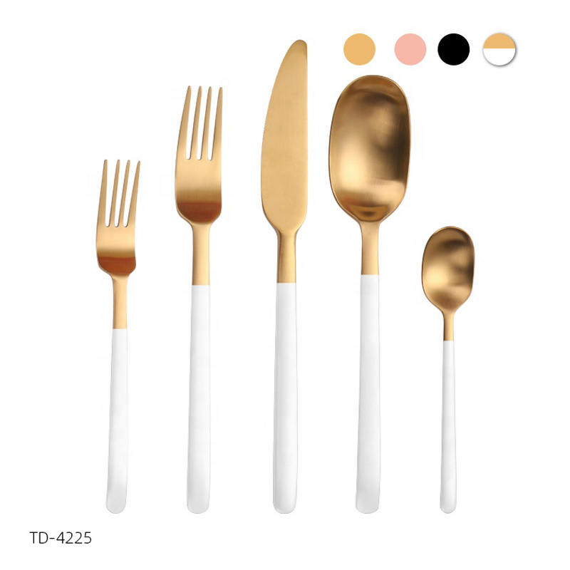 Hvid og guld Flatoware PVD Coating Stainless Steel White Cutlery Set